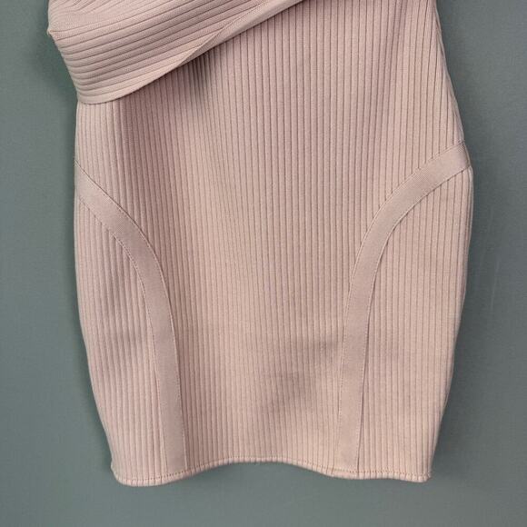 Bella Barnett sz S pink asymmetrical shoulder strap fitted‎ knit mini dress NWOT - Picture 8 of 10